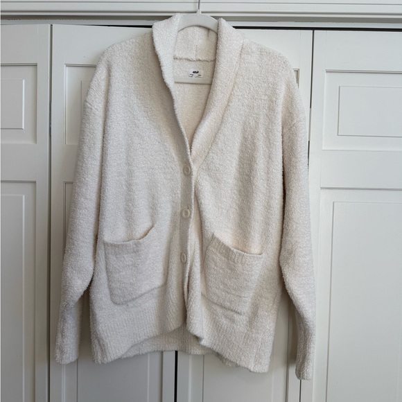 aerie Sweaters - AERIE Cloud Fleece Cozy Cream Shawl Collar Button Up Cardigan
